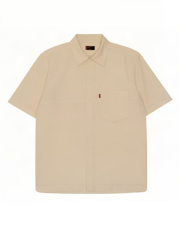 Levi's Camisa de manga corta para hombre, talla grande, de algodón blanco roto