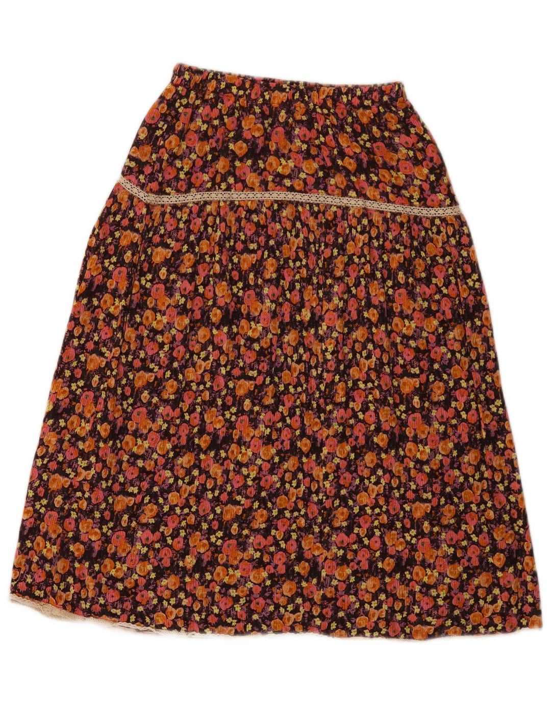 ZARA Falda Acampanada Niña 11-12 Años W20 Viscosa Floral Marrón