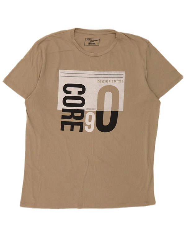 Jack & Jones Hombre Core Regular Fit Graphic Camiseta Top XL Algodón Beige