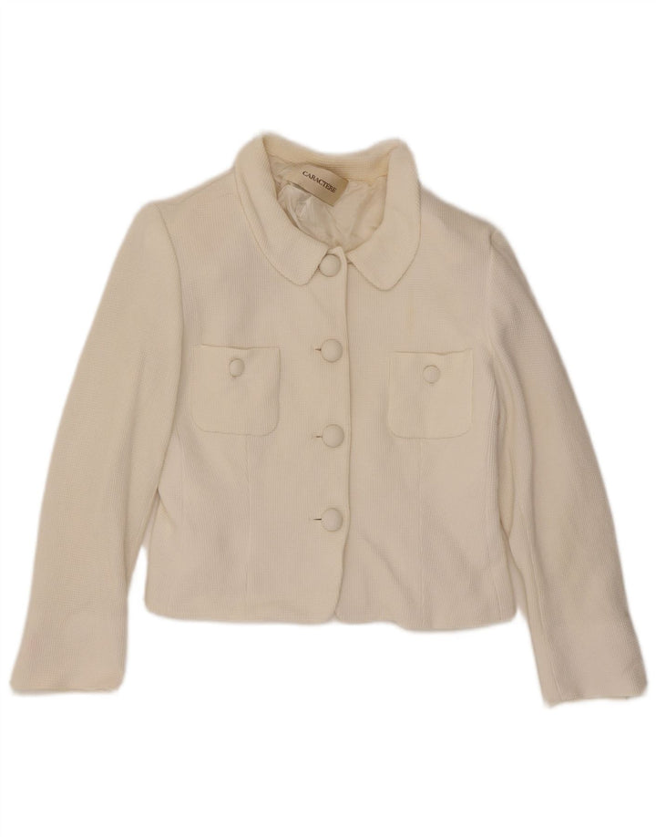Caractere Chaqueta tipo blazer corta de 4 botones para mujer UK 12 Medium White