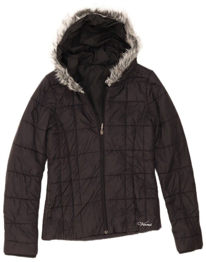 Vans - Chaqueta acolchada con capucha para mujer, talla 40, color negro