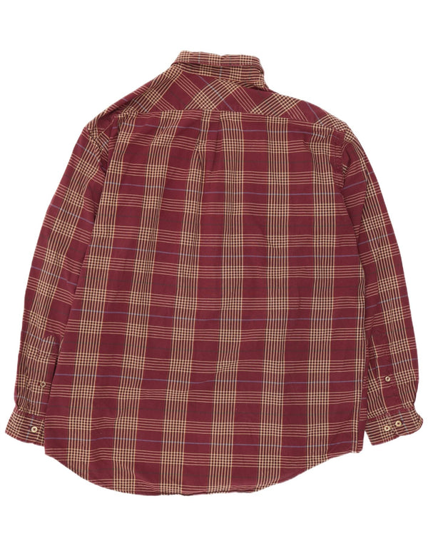 Marlboro Classics Camisa para hombre 2XL Algodón a cuadros burdeos