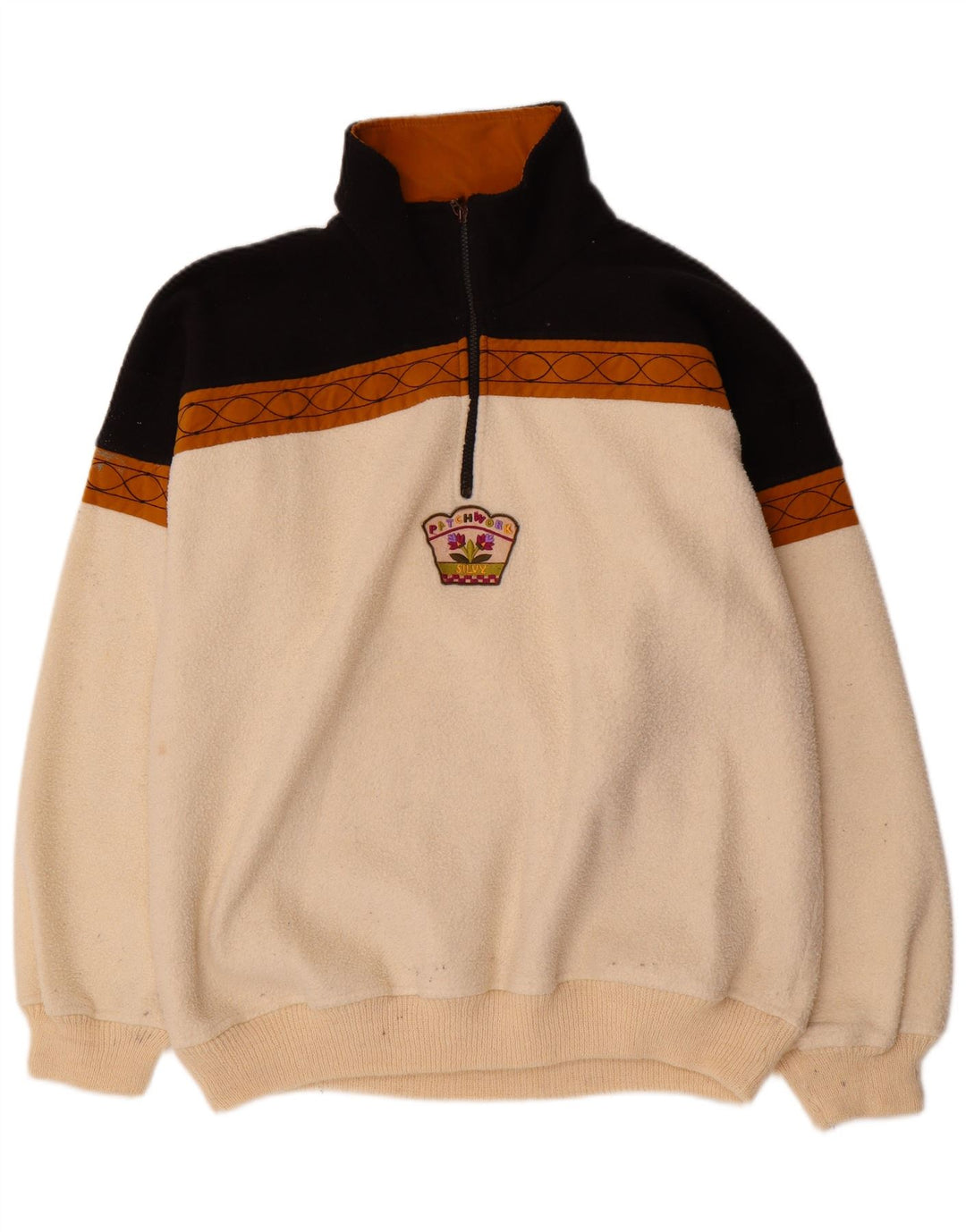 Silvy Hombre Jersey De Forro Polar Con Cremallera XL Blanco Roto Poliéster Color Block