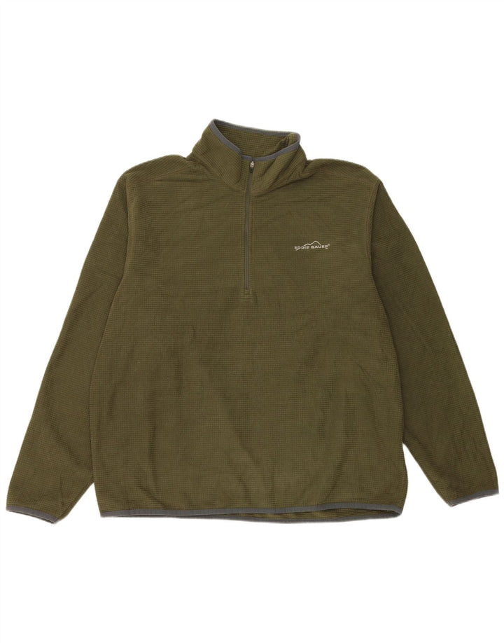 Eddie Bauer Jersey de forro polar con cuello y cremallera para hombre Poliéster verde grande
