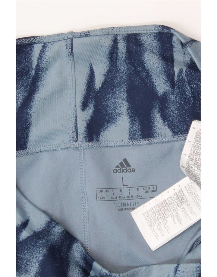 Adidas Leggings Climalite para mujer con patrón abstracto, talla 40, talla grande, color azul