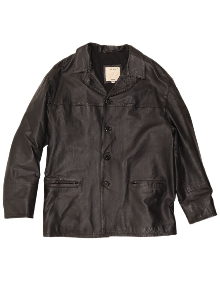 Conbipel Chaqueta tipo blazer de cuero con 4 botones para hombre IT 48 Cuero negro mediano