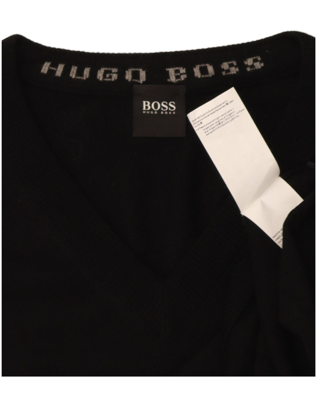 Hugo Boss Jersey con cuello en V para hombre, suéter grande de lana negra