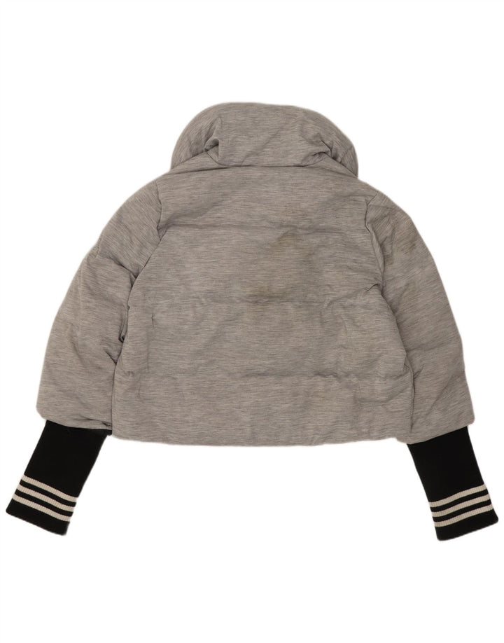 Adidas Chaqueta Acolchada Corta para Mujer UK 44 Gris Medio Poliamida Colorblock