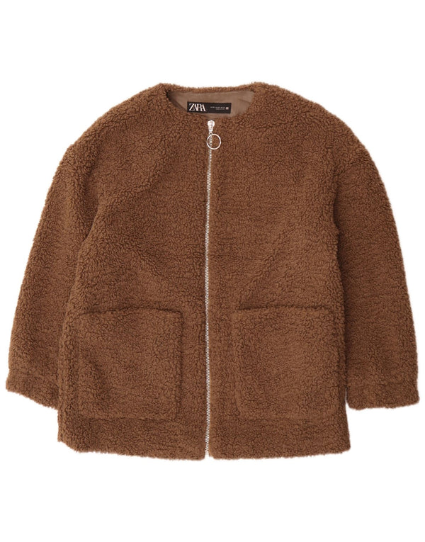Zara Mujer Teddy Bear Chaqueta Polar Extragrande UK 6 XS Marrón Poliéster