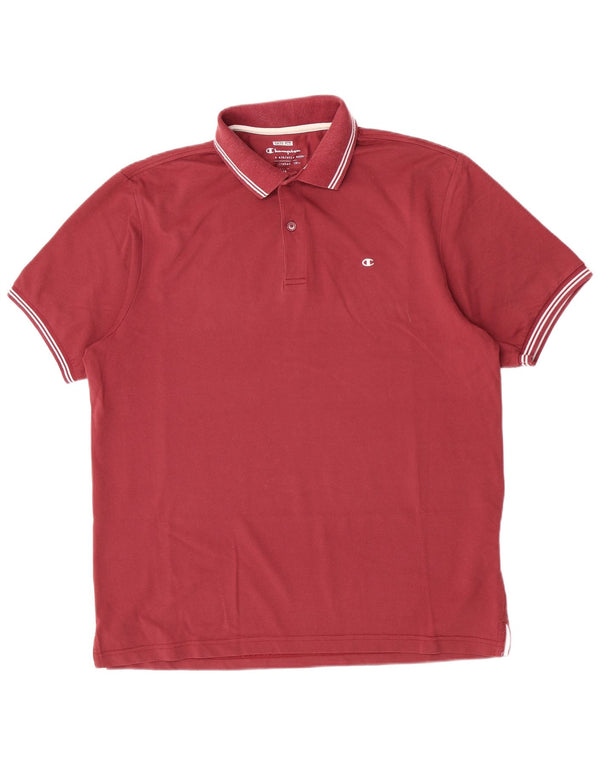 Champion Polo De Ajuste Fácil Para Hombre XL Algodón Rojo