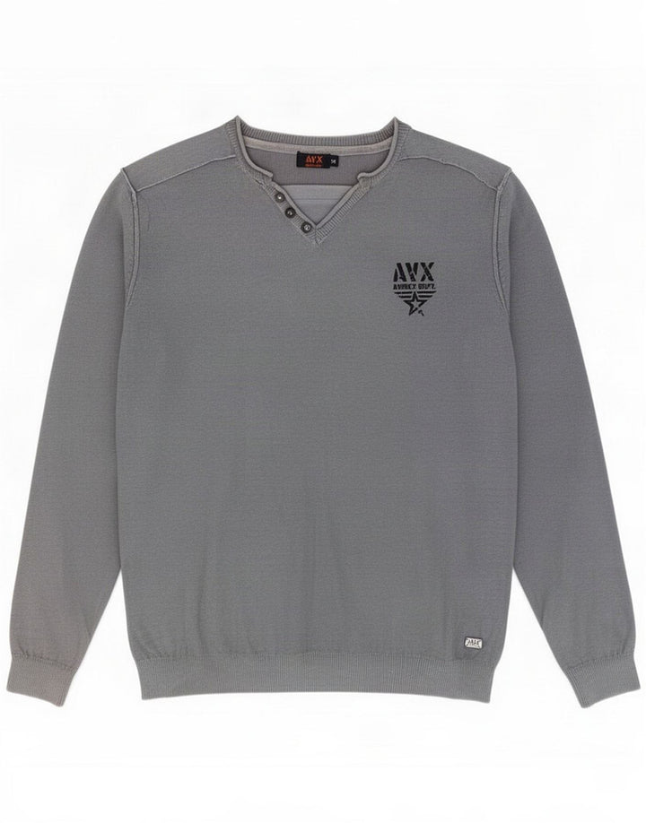 Jersey Avirex con cuello en V para hombre Gris medio