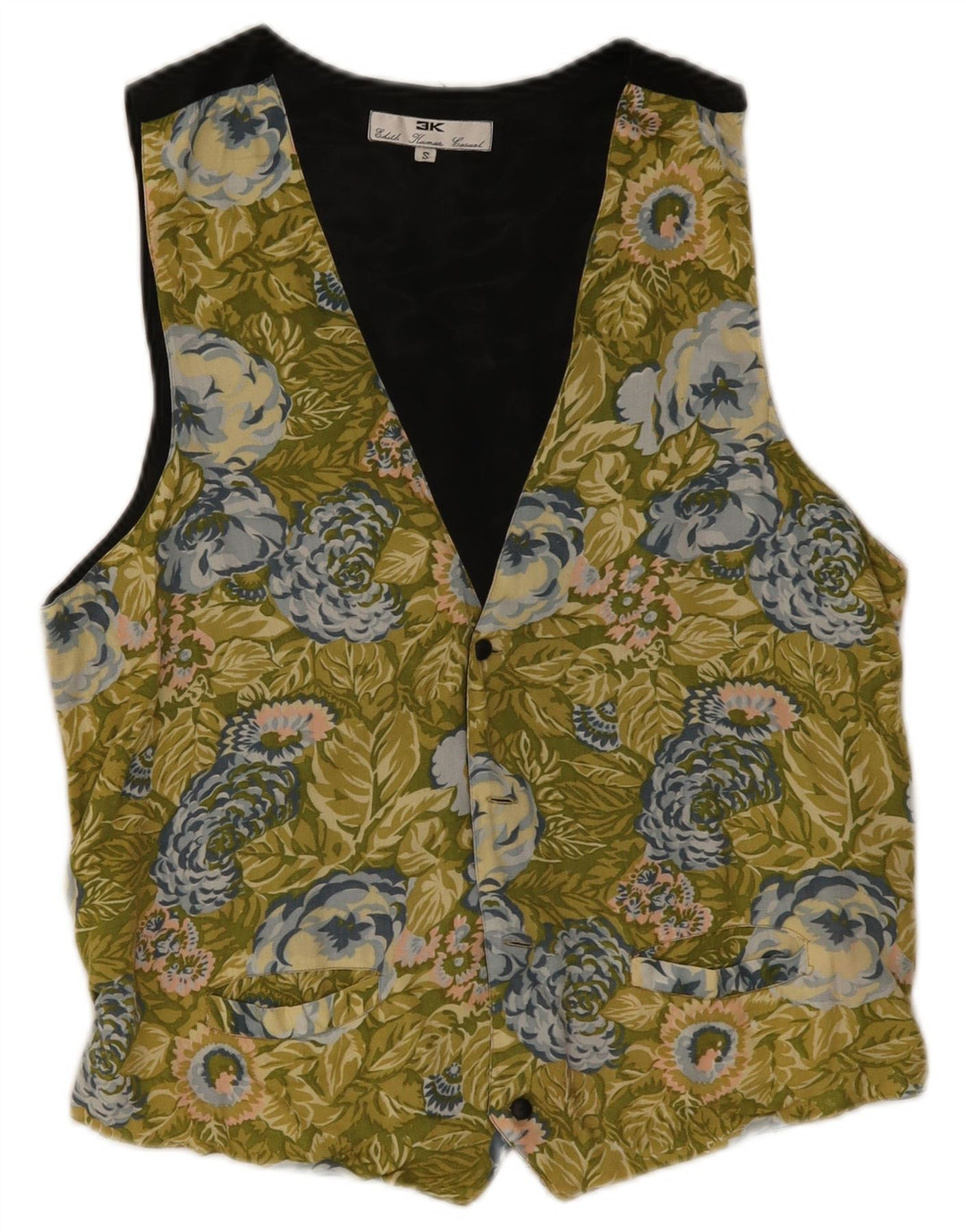 Chaleco de hombre 3K de algodón floral verde pequeño