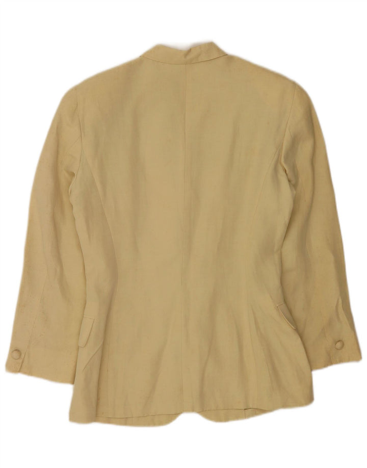 Max&Co. Chaqueta tipo blazer de 4 botones para mujer UK 44 Seda amarilla mediana