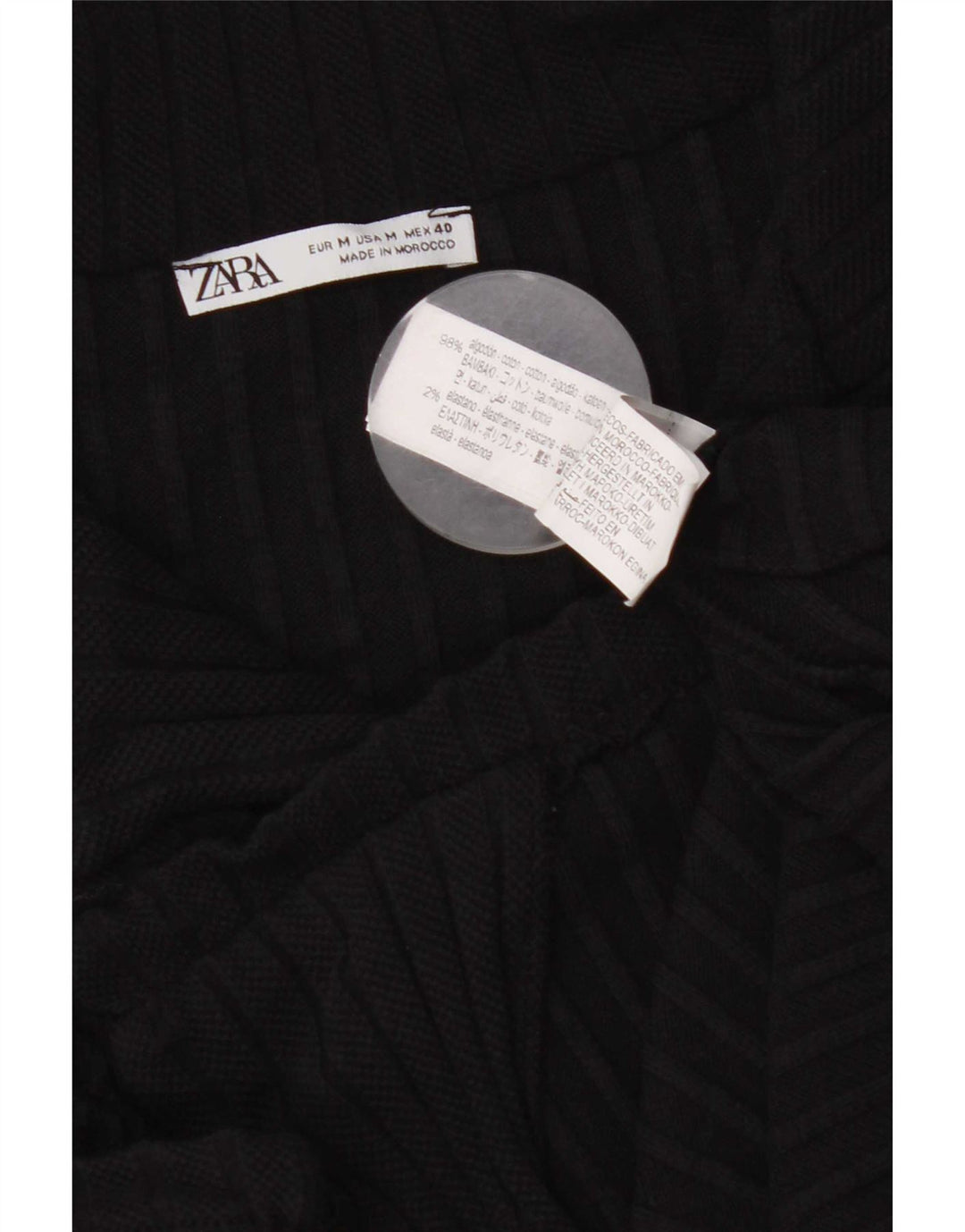 Zara Hombre Camisa Manga Corta Mediana Negro Algodón