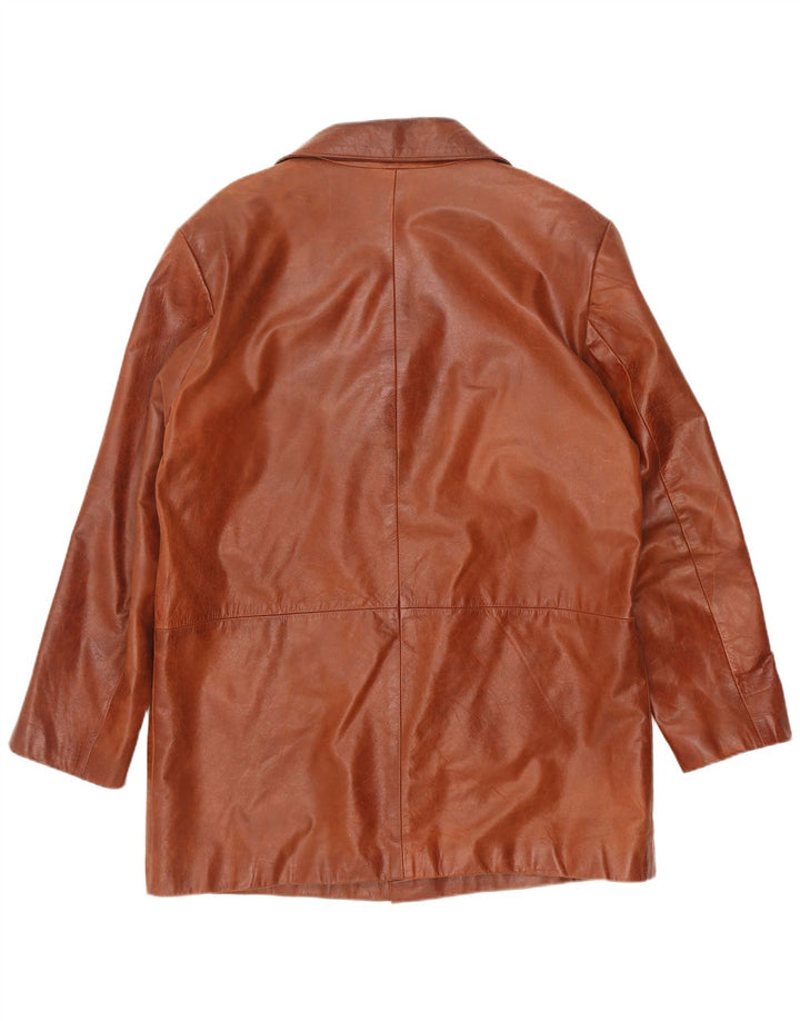 Chaqueta de cuero vintage para hombre Reino Unido 44 2XL Marrón