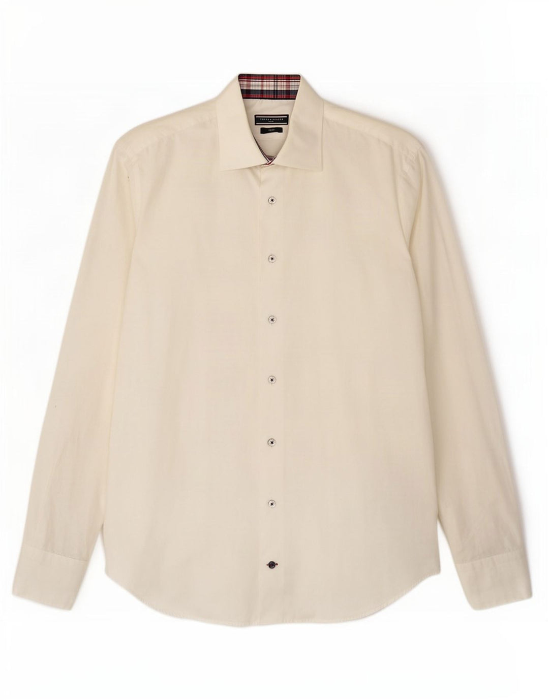 Tommy Hilfiger Camisa ajustada a medida para hombre Talla 40 15 3/4 Mediano Blanco roto