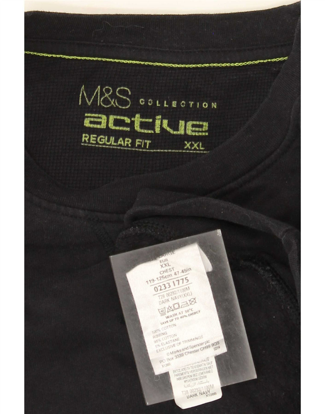 Marks & Spencer - Sudadera de corte regular para hombre, talla 2XL, algodón azul marino