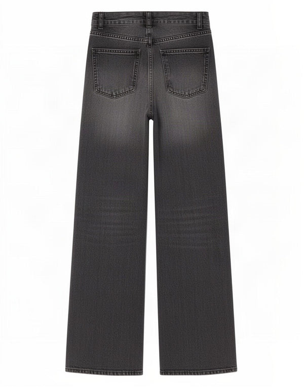 Zara Vaqueros De Pierna Ancha Para Mujer EU 36 XS W26 L32 Gris