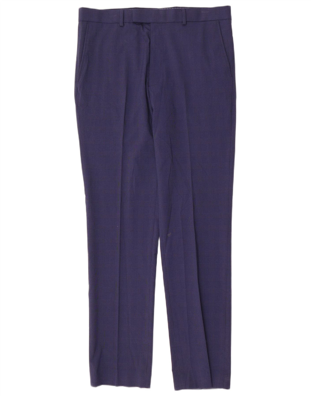 Marks & Spencer Pantalón de traje ajustado para hombre W34 L33 Pata de gallo azul