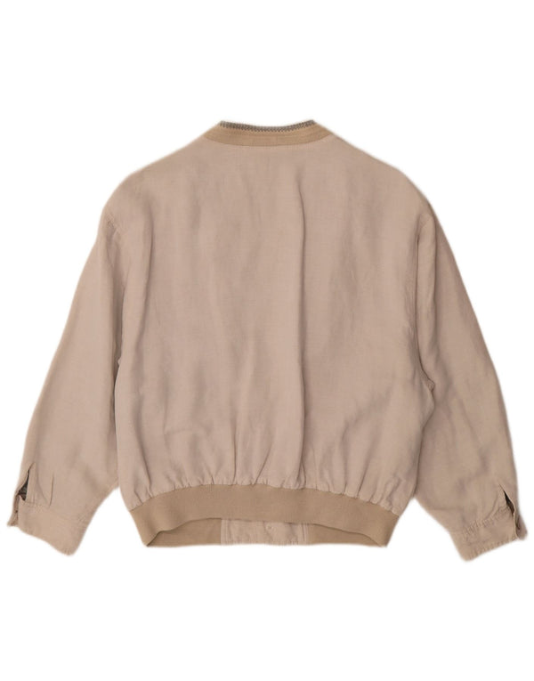 Vintage hombres bomber chaqueta Reino Unido 38 viscosa geométrica beige medio