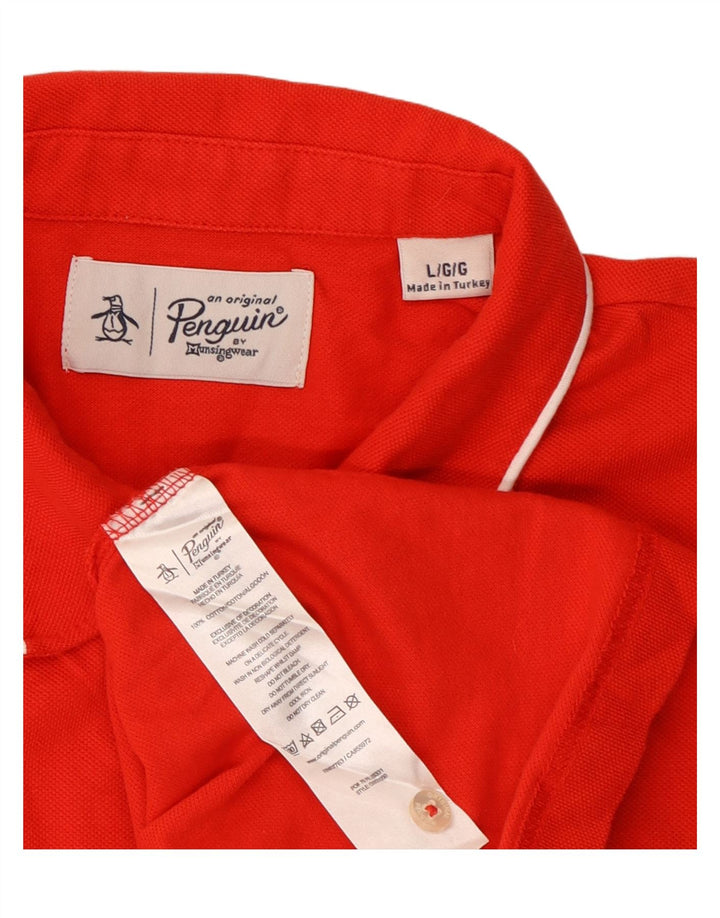 Polo Penguin para hombre de algodón rojo grande