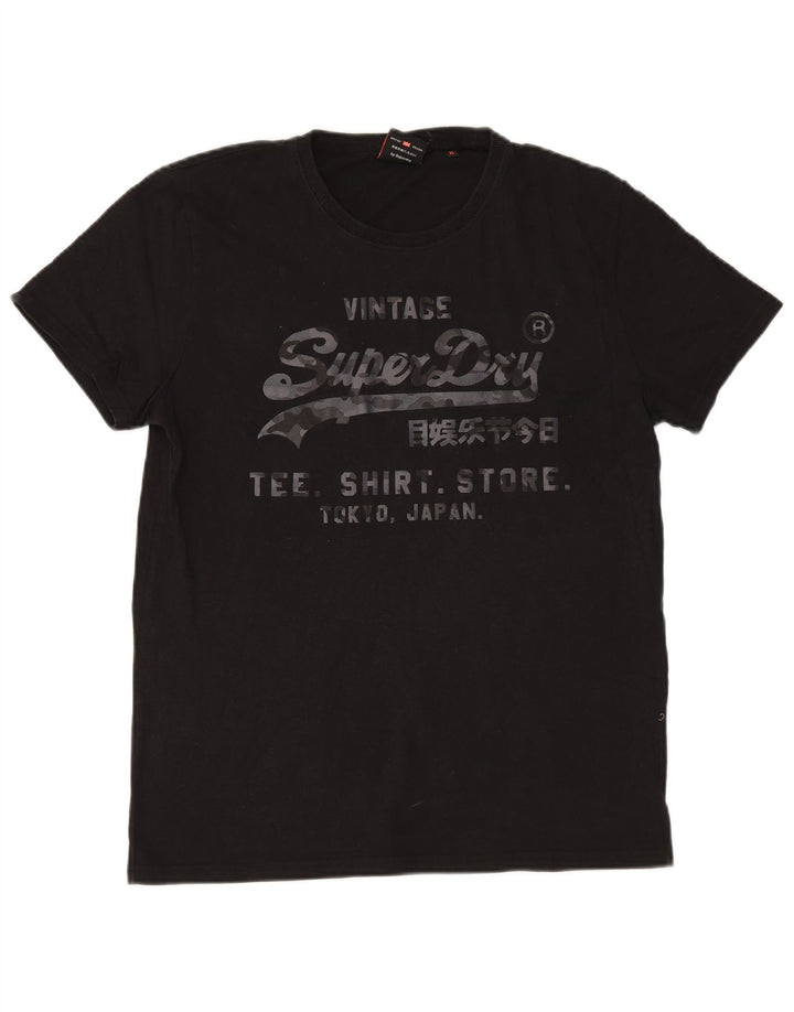 Superdry Hombre Camiseta Gráfica Top XL Negro