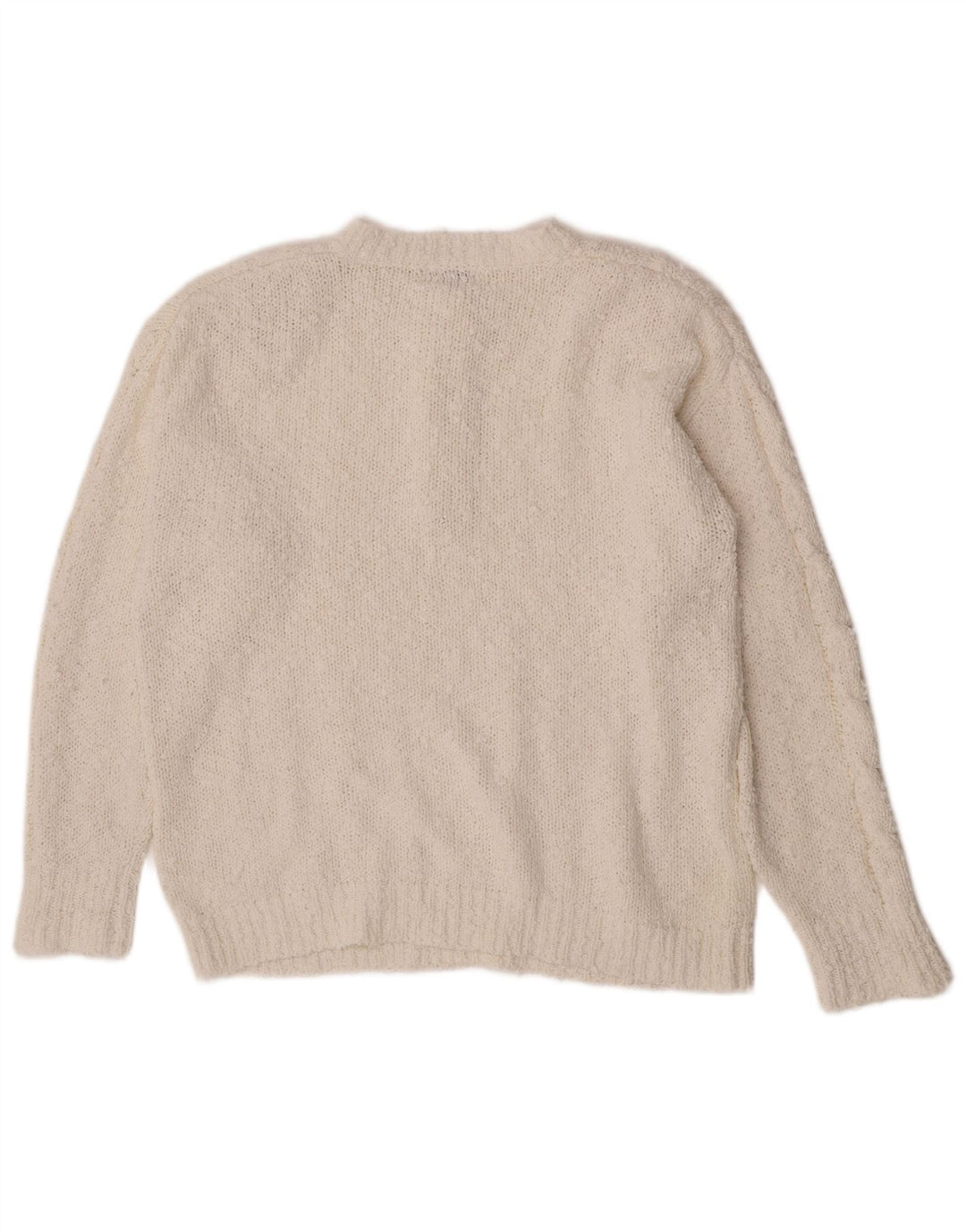 Vintage mujer botón cuello jersey suéter Reino Unido 14 acrílico blanco medio