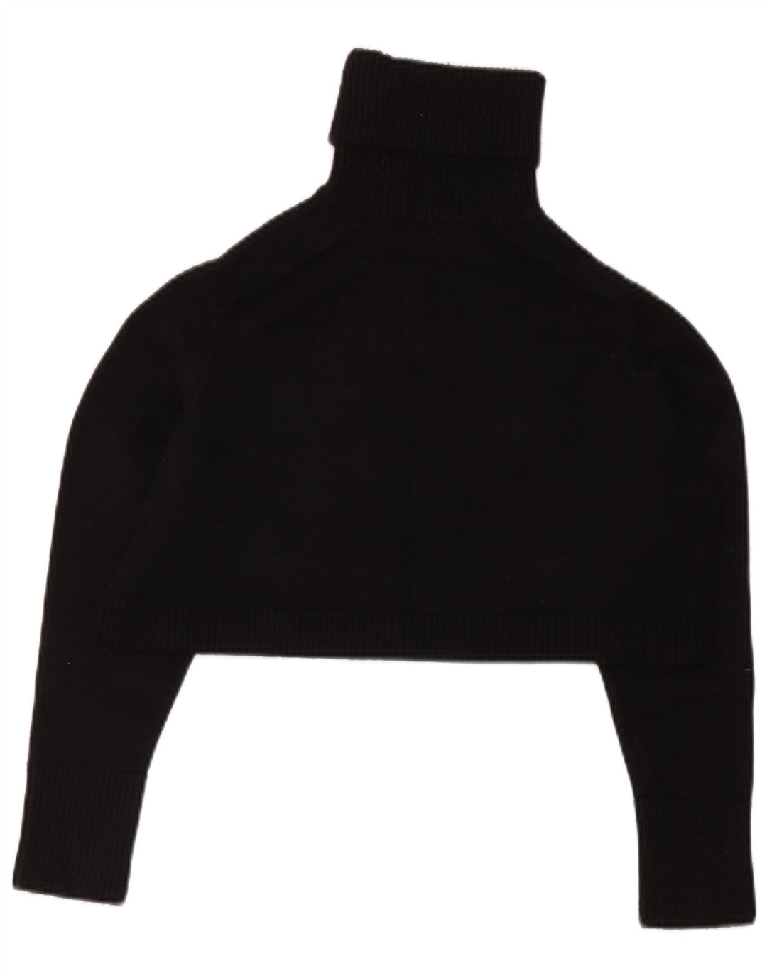 Zara Mujer Top Corto Con Cuello Vuelto UK 10 Small Viscosa Negra