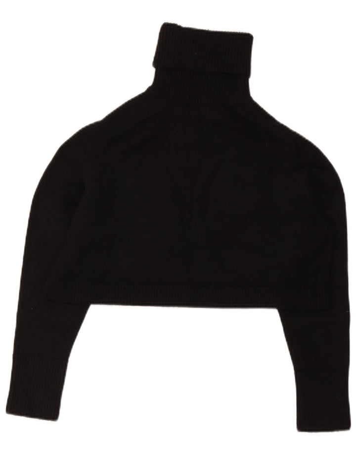 Zara Mujer Top Corto Con Cuello Vuelto UK 10 Small Viscosa Negra