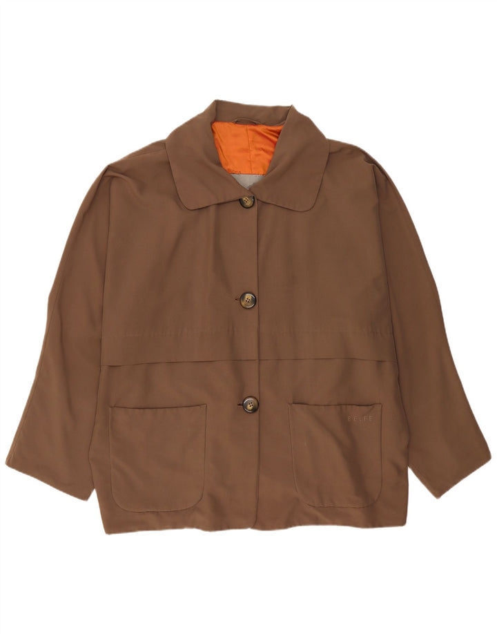 Belfe Chaqueta utilitaria extragrande con 3 botones para mujer EU 44 XL Nylon marrón