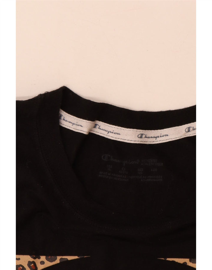 Champion Camiseta gráfica para mujer Top UK 40 XL Algodón negro