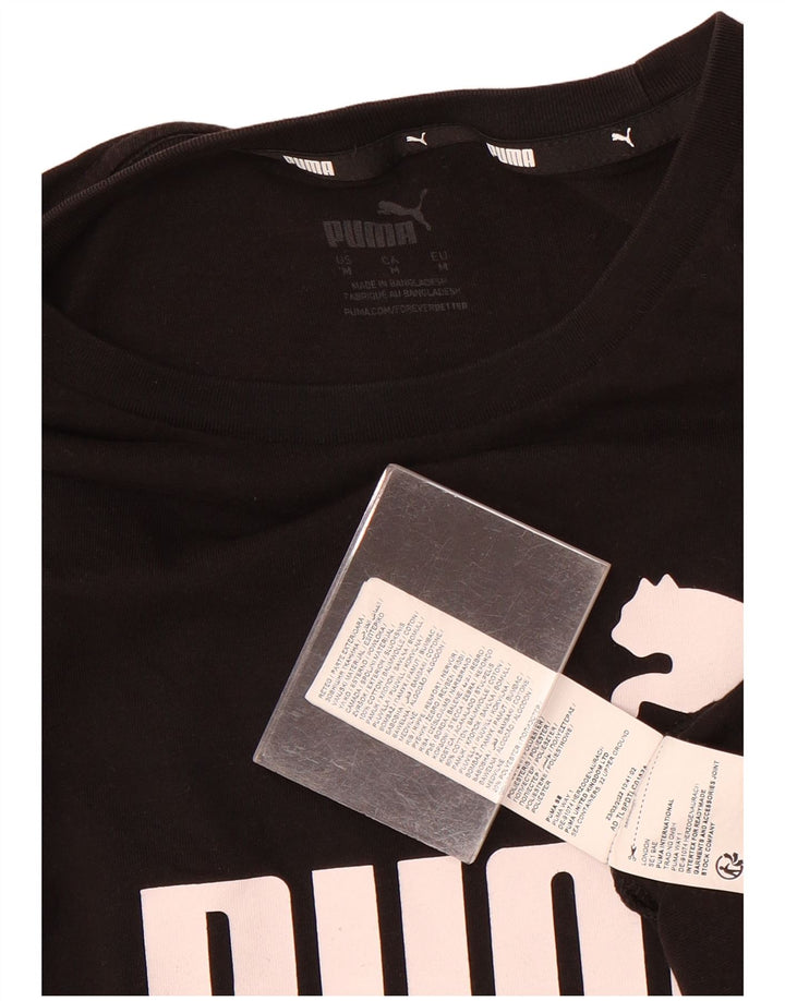 Puma Camiseta gráfica para hombre Top Medium Black Cotton