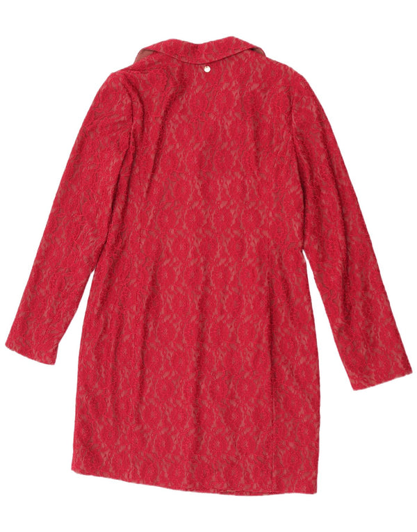 Liu Jo Vestido tubo de manga larga para mujer IT 46 Large Borgoña Floral