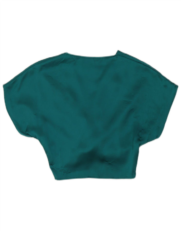 Zara Mujer Crop Blusa Top UK 6 XS Verde Poliéster