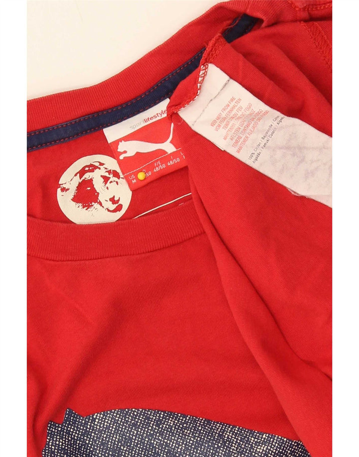 Puma - Camiseta gráfica para hombre, parte superior de algodón rojo mediano