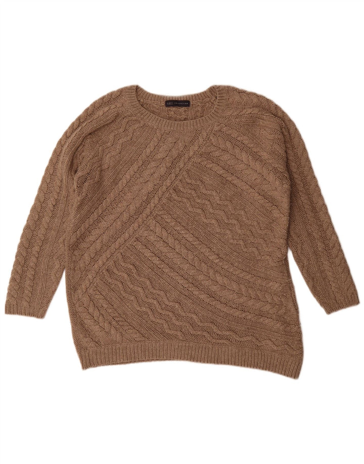 Marks & Spencer Jersey extragrande con cuello redondo para mujer, talla 40, color marrón