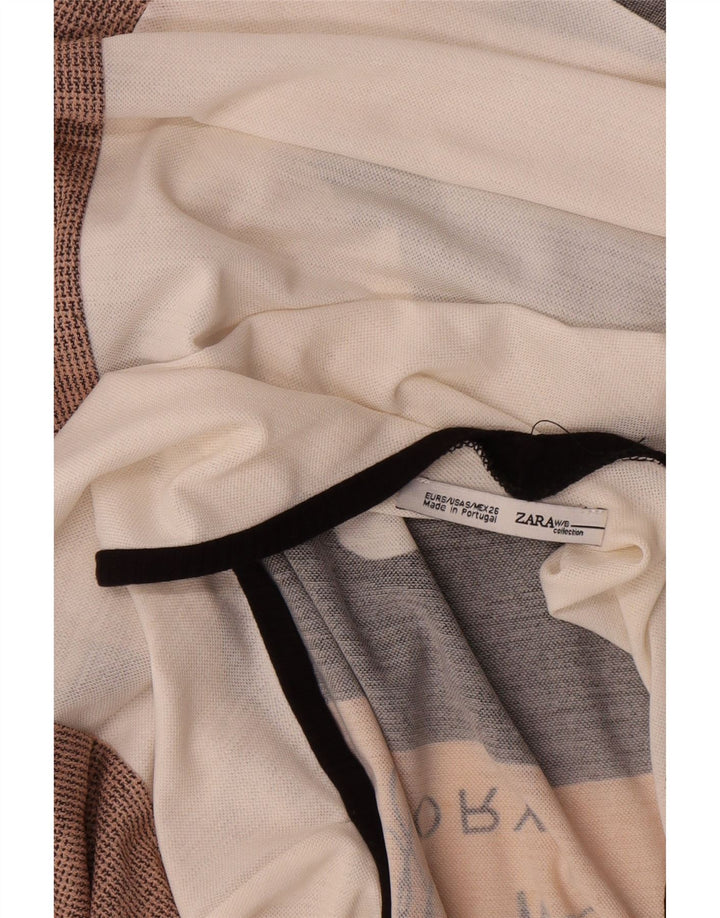 Zara Top gráfico extragrande con manga 3/4 para mujer UK 10 Small White