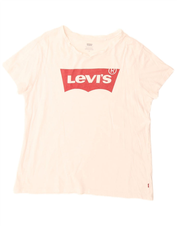 Levi's Camiseta gráfica para mujer Top UK 46 Large Off White