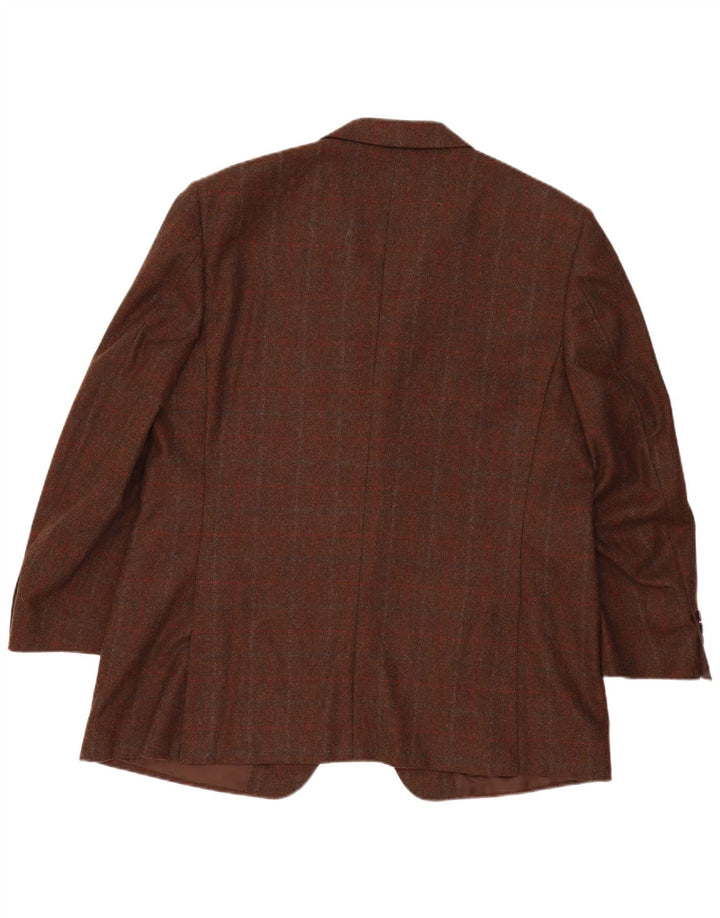 Canali Chaqueta tipo blazer de 3 botones para hombre IT 58 4XL Lana a cuadros marrón