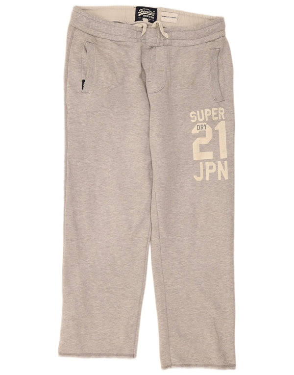 Superdry Hombre Pantalones De Chándal Gráfico Joggers XL De Algodón Moteado Gris