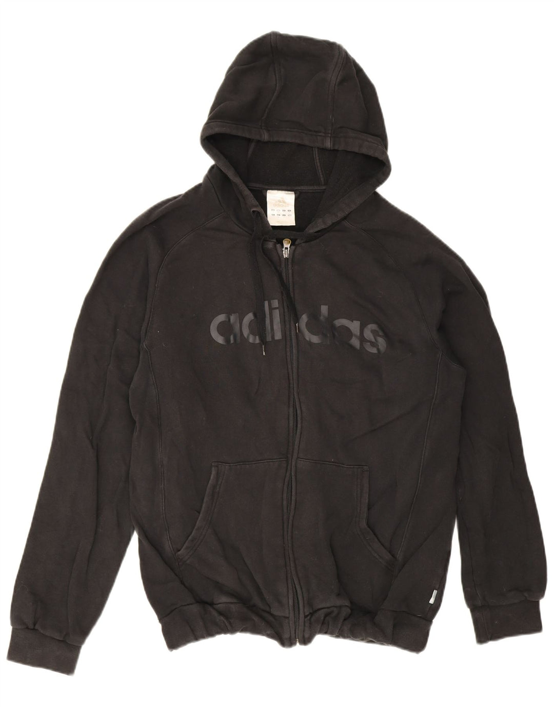 Adidas - Sudadera con capucha y cremallera gráfica para hombre, algodón negro mediano