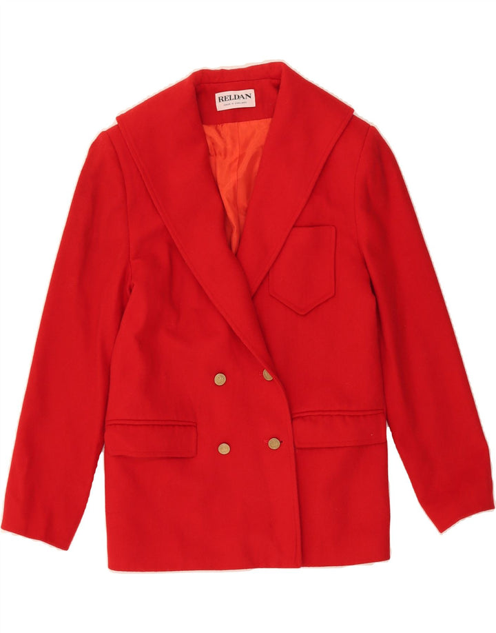 RELDAN Womens Double Breasted Blazer Jacket UK 10 Small  Red Classic Vintage Reldan and Second-Hand Reldan from Messina Hembry 