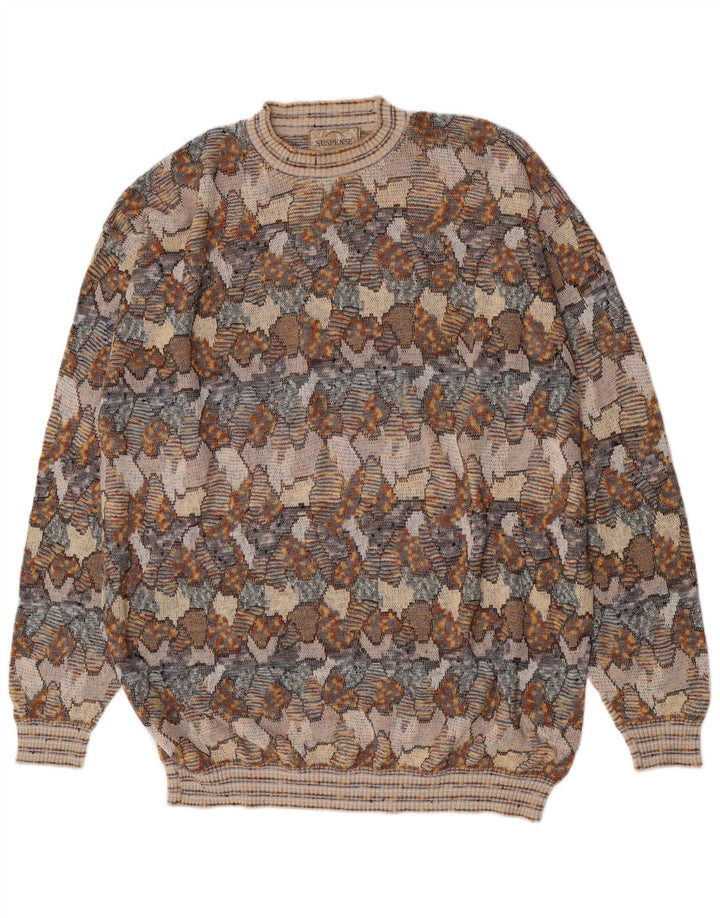 Suspense - Jersey de cuello redondo con estampado abstracto para hombre IT 54 XL Gris