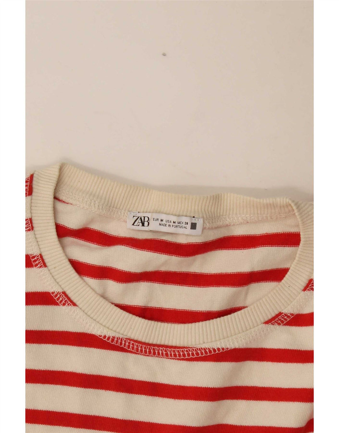 Zara Mujer Top Manga Larga UK 44 Medio Off White Rayas
