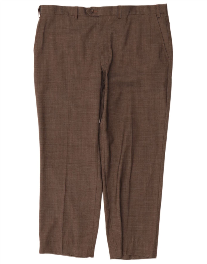 Marks & Spencer Pantalón de traje recto para hombre W38 L29 Lana marrón