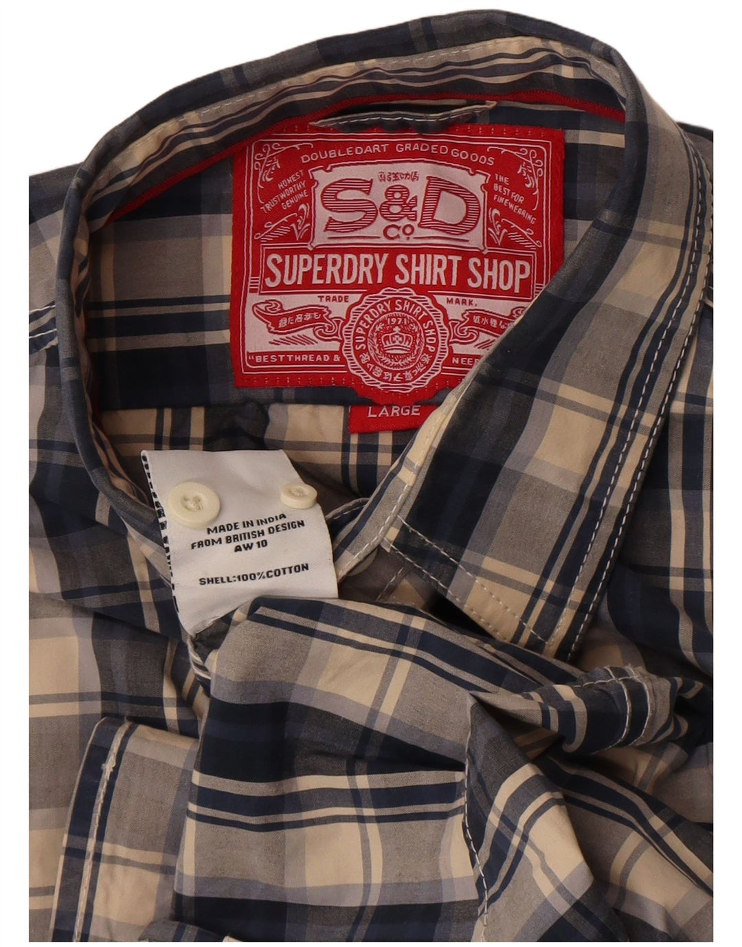 Camisa Superdry para hombre de algodón a cuadros azules grandes