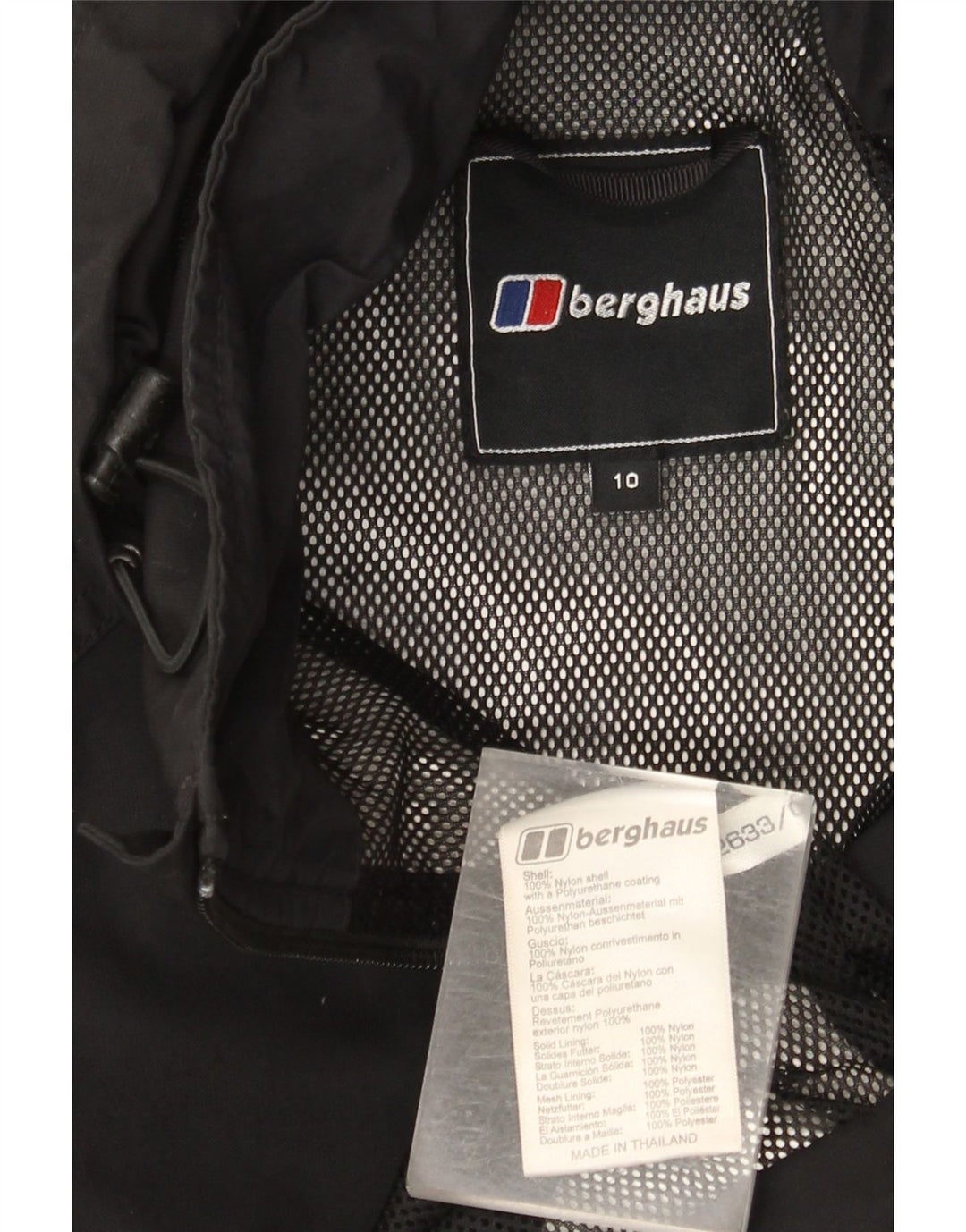 Berghaus Chaqueta impermeable con capucha extragrande para mujer UK 10 Small Nylon negro