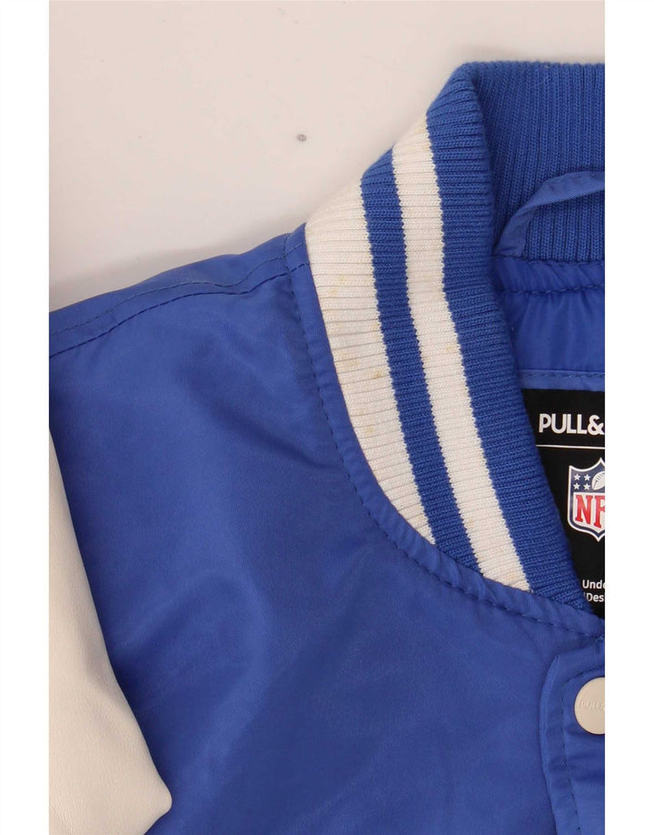 Pull & Bear Chaqueta universitaria Los Angeles Rams para hombre UK 38 Medium Blue Sports