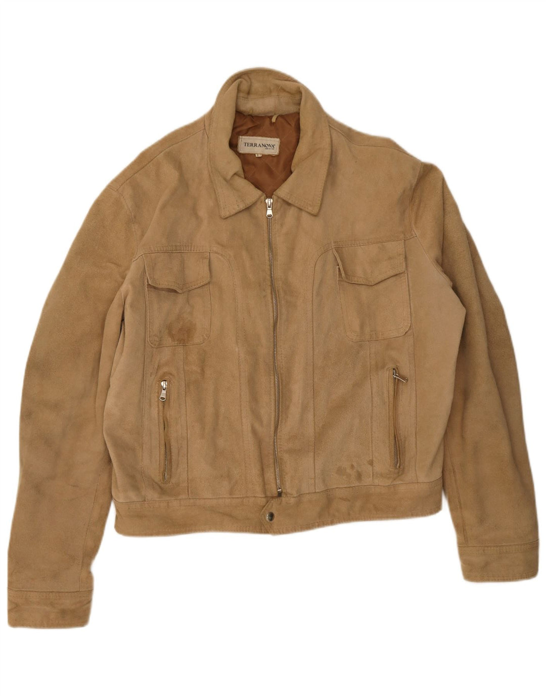 Terranova Chaqueta Bomber de Ante para Hombre UK 40 Large Beige