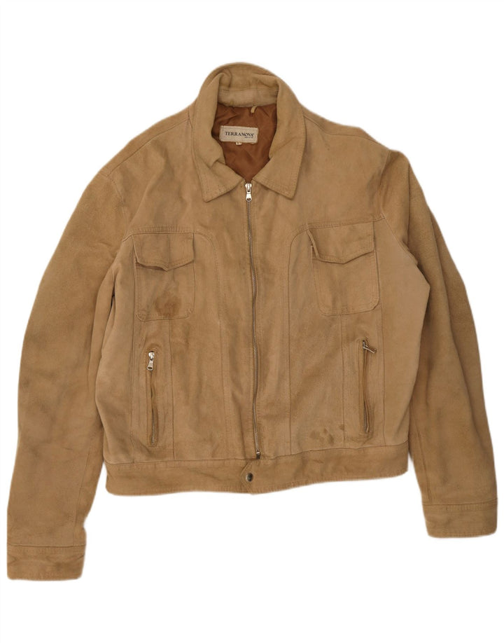 Terranova Chaqueta Bomber de Ante para Hombre UK 40 Large Beige